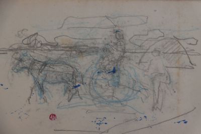 ADLER Jules (1865/1952) - "La cariolle", dessin au crayon et…