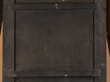 a painting of a black wooden frame sitting on top of a wooden table