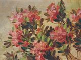 a painting of flowers in a vase on a table