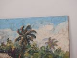 a painting on the wall of a room with a painting on it