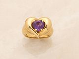 an image of a gold ring with a heart shaped amethorate