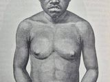 drawing of a black man with an afro hair and no shirt