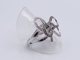 silver plated ring with clear glass and crystal stones