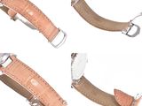 four different views of a watch with a leather strap