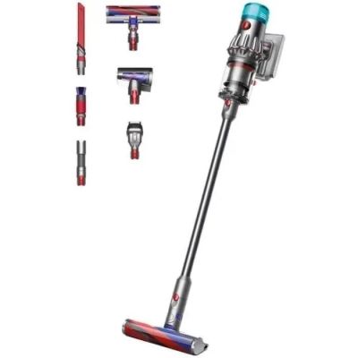 a close up of a cordless vacuum cleaner on a white background