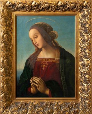 an image of a painting of a woman holding a rosary