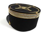 black hat with a gold star on the front and a star on the back