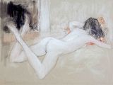 tableau représentant une femme nue allongée sur un lit avec un chat