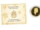 une image représentant une pièce d'or sur laquelle figure le drapeau canadien, à côté d'une carte