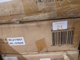 two boxes with a barcode on them stacked on top of each other
