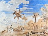 an image of a painting of a man and a woman in a landscape