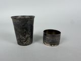 pair of antique pewware cups, circa - early 1900 ' s