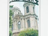 a book with a picture of a church in the background