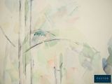 a watercolor painting of a tree with a bird perched on it