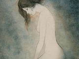 une image d'un tableau représentant une femme nue assise sur le sol