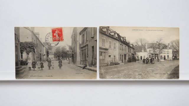 Lépaud : Lot de 2cpa : La Place au centre du bourg (Timbre arrach...