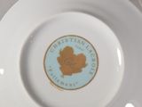 a plate with a turkey on it sitting on a table