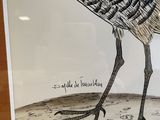 a drawing of a bird that is standing on the ground