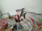 a pile of assorted items sitting on a table