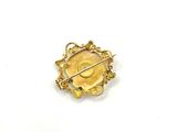 a close up of a gold pin with a star on it