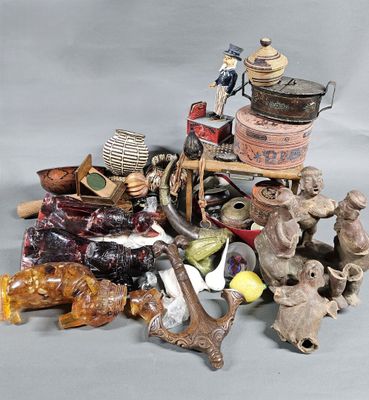 many different types of figurines sitting on a table