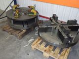 the machine is sitting on a pallet in the garage