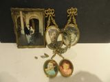 a necklace with a picture of a woman and a picture of a man