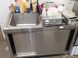 a sink and a dishwasher in a small kitchen