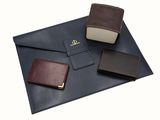 a close up of a wallet and a wallet case on a white background