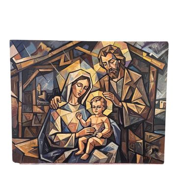 une image représentant un tableau où l'on voit un homme et une femme tenant un bébé dans leurs bras