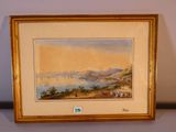 une vieille photo représentant une peinture d'une vue de ville