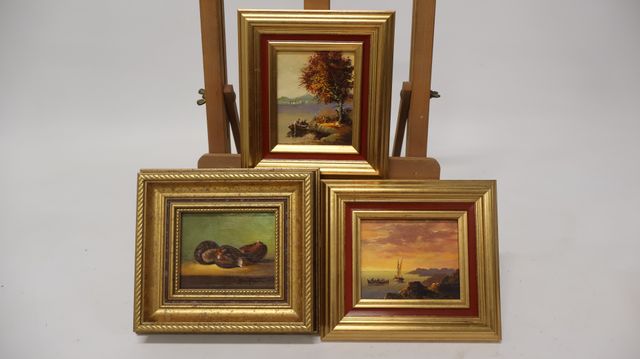 Raymond SAGLIETTO (XXème siècle). Suite de 3 huiles sur toile. Si...