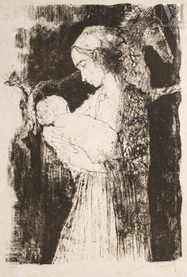 l'image d'un dessin représentant une femme tenant un bébé