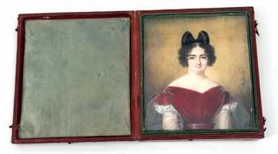 tableau représentant une femme en robe rouge dans un cadre rouge