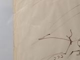 a drawing of a man with an umbrella on a piece of paper