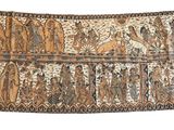 un gros plan d'une tapisserie représentant un groupe de personnes