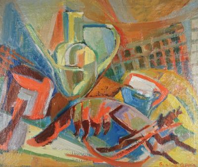 Béatrice APPIA DABIT (1899-1999), "Ecrevisses et cuivres" 19…