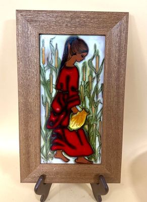 a picture of a picture of a woman in a red dress