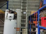 a picture of a room with a ladder and a water heater