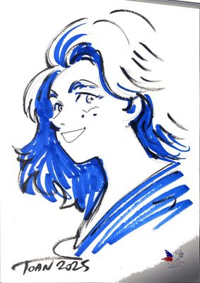 Toan - "Miss blue" - Dessin original sur feuille de Canson A…