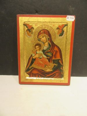 an icon of the virgin mary and child jesus on a gold background