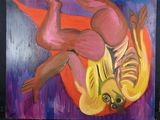 un tableau représentant une femme allongée sur le ventre