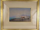 framed picture of a painting of a ship in the water