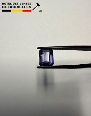 someone is holding a pair of pliers with a purple stone