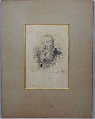 an old drawing of a man with a beard in a frame