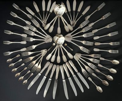 CHRISTOFLE Partie de ménagère modèle "filet contour" ou "Chi… - Photo 1