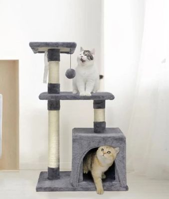 deux chats assis sur un arbre à chat