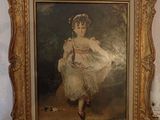 une photo d'un tableau représentant une petite fille en robe blanche