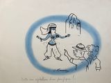 dessin humoristique représentant une femme portant un chapeau de cow-boy et un homme portant un chapeau de cow-boy