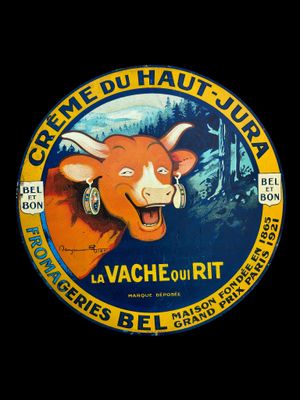 une photo d'un panneau sur lequel figure l'image d'une vache